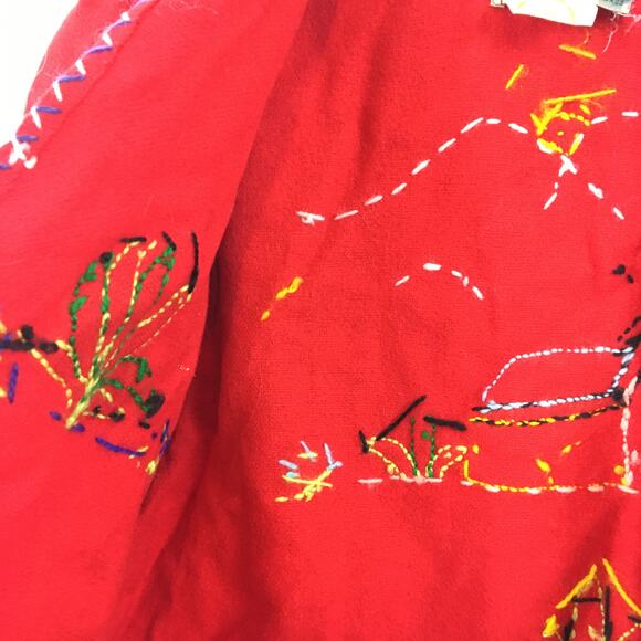 Embroidered Red Wool Jacket Vintage Made in Mexico Agave Horseshoe Sanchez - Picture 7 of 15